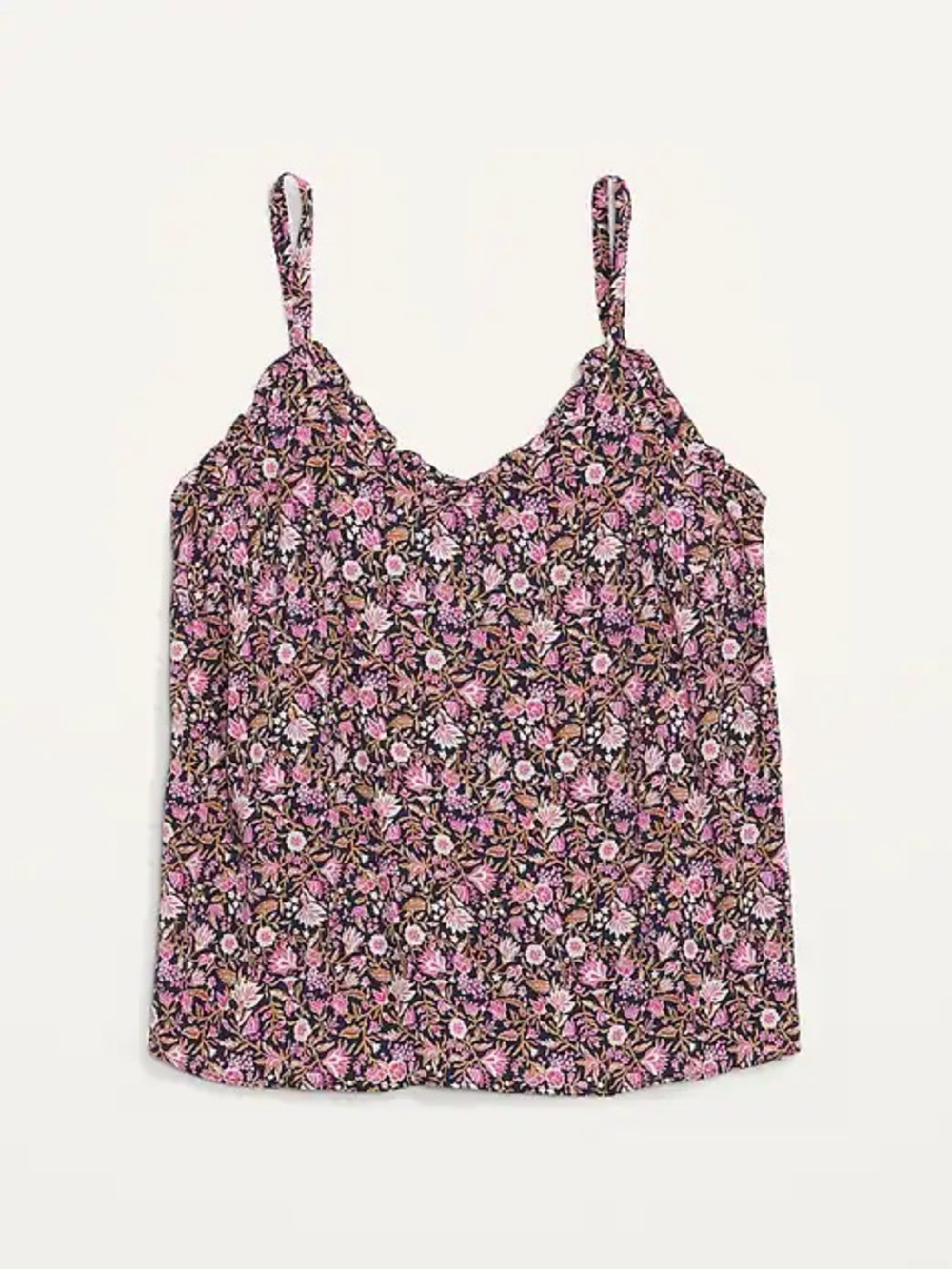 Old Navy Pink & Black Floral Spaghetti-Strap Cami
